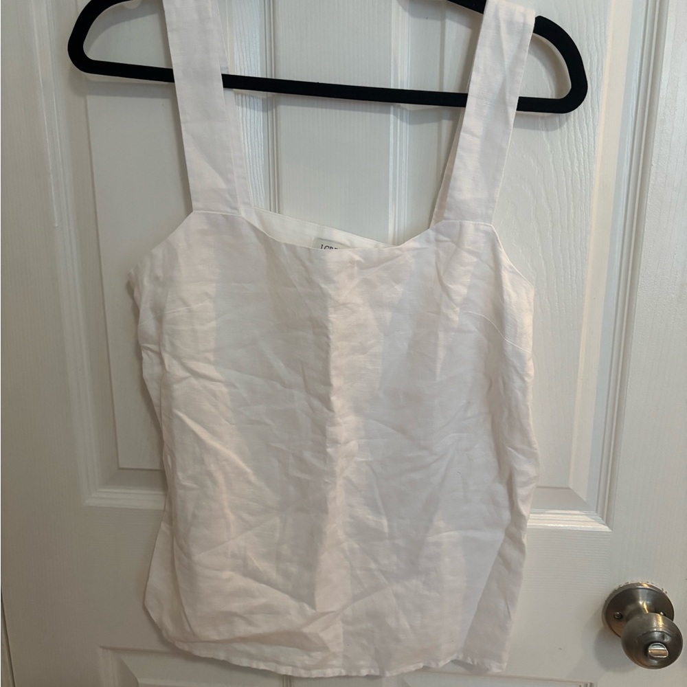 J. Crew White Linen Tank Top